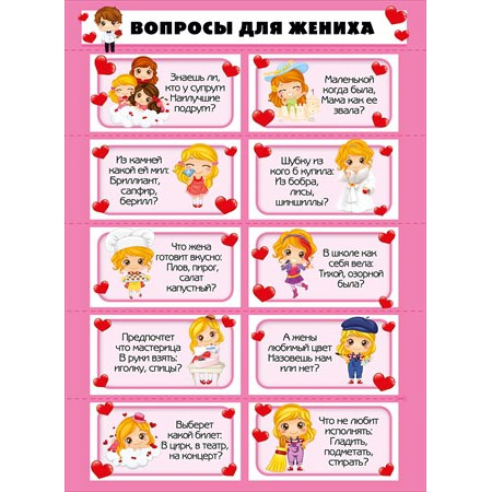 Плакат на выкуп "Вопросы для жениха" Формат А2