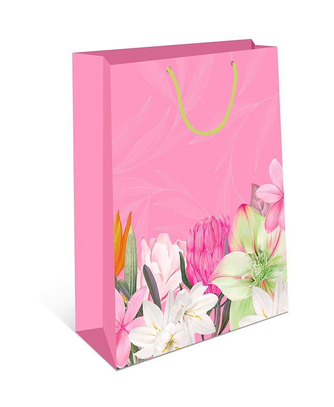 Пакет подарочный "Цветы на розовом" (АВ)