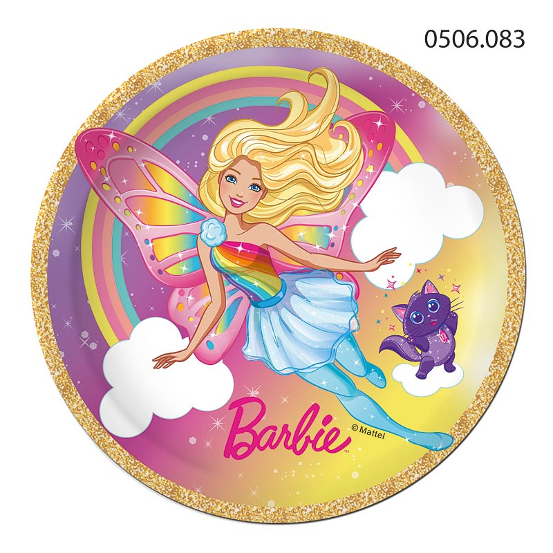 Тарелка бумажная "Barbie-бабочка" 18 см 10 шт