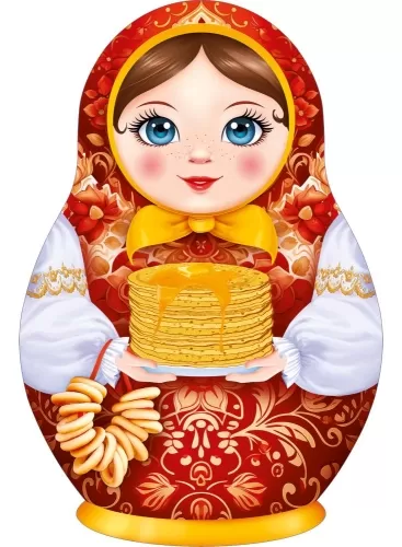Плакат вырубной "Матрёшка с блинами" Формат А2