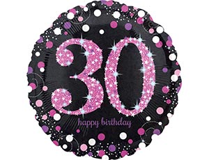 Шар А 18" "HB Sparkling Birthday 30 pink"
