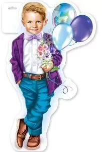 Плакат вырубной двусторонний "Мальчик с воздушными шарами" Формат А3