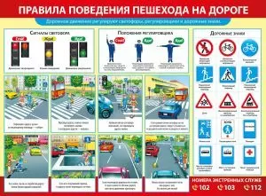 Плакат "Правила поведения пешехода на дороге" Формат А2