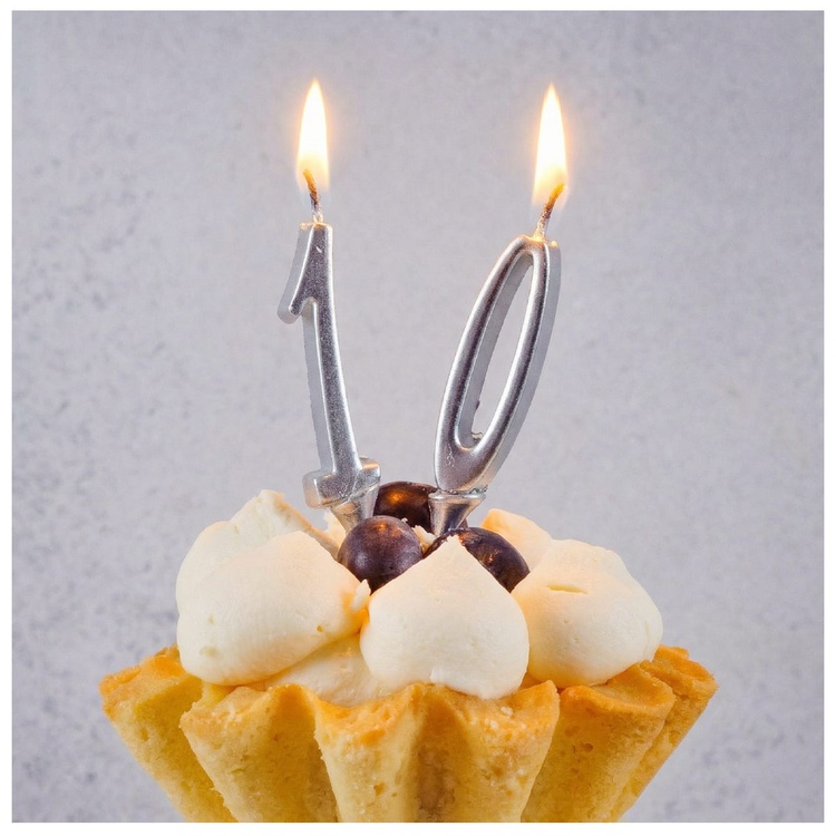 Свеча-цифра "0" Элегант СЕРЕБРО 5 см