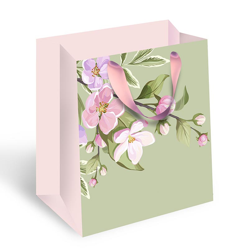 Пакет подарочный ПРЕМИУМ "Розовые цветы" (DA)
