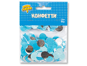 Конфетти Круги тишью,фольгированные серебряные,голубые 10 гр