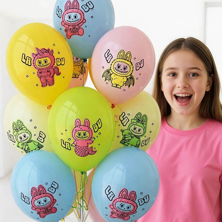 Шар латексный 14" с рисунком "Эльфы плюшевые куклы" 2 цв