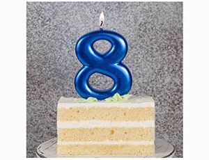 Свеча-цифра "8" Синяя 8 см