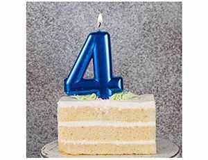 Свеча-цифра "4" Синяя 8 см