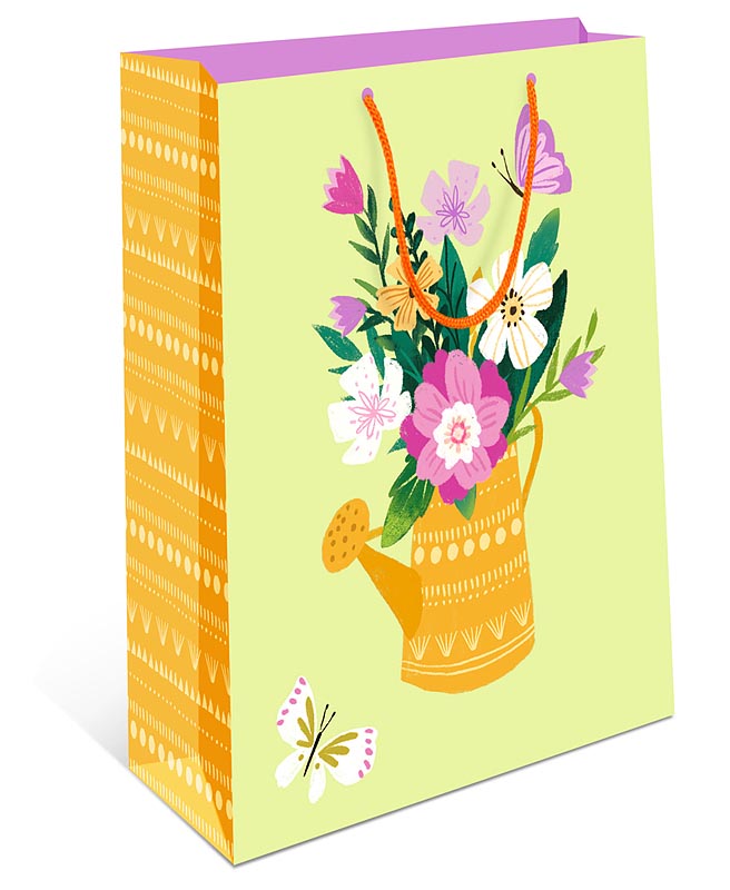 Пакет подарочный "Цветы в лейке" (DE)