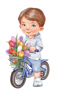 Плакат вырубной двусторонний "Мальчик на велосипеде" Формат А3