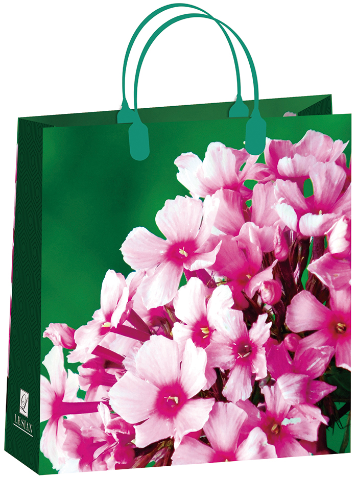 Пакет пластиковый подарочный "Розовые цветы" (СРЕДНИЙ)