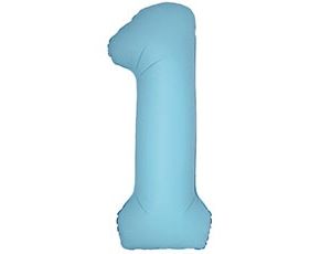 Шар фольгированный Ф ЦИФРА 1 40" SLIM Matte Baby Blue
