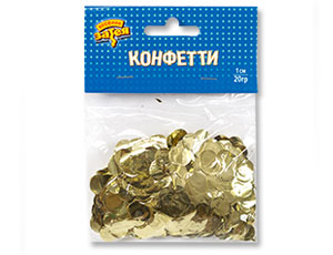 Конфетти Круги фольга золото 1 см 20 гр.