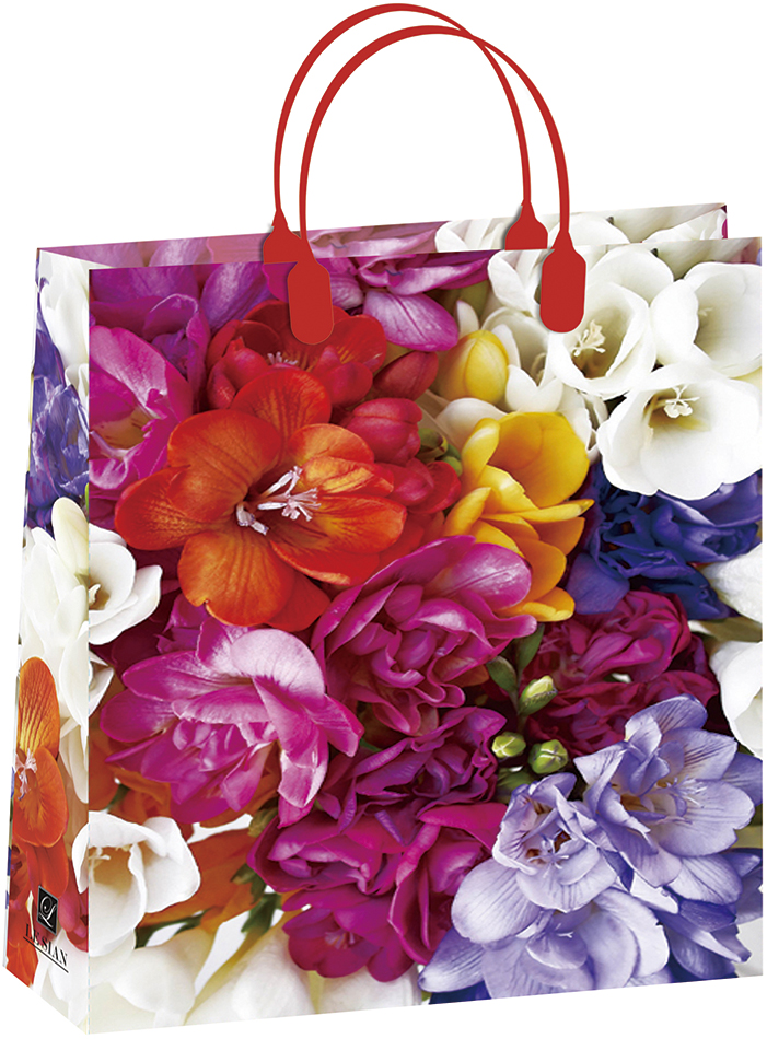 Пакет пластиковый подарочный "Яркие цветы" (БОЛЬШОЙ)