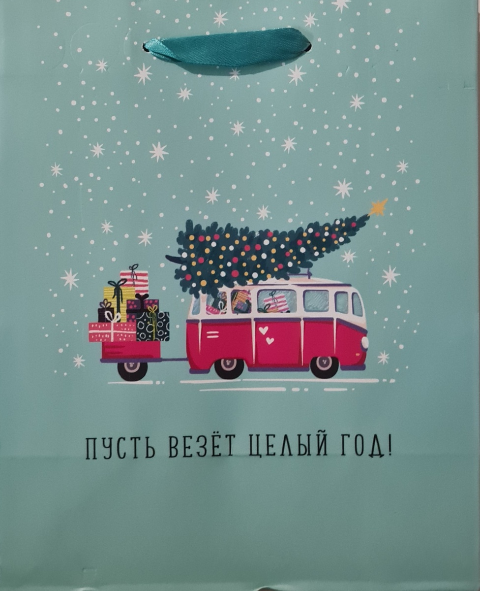 Пакет подарочный новогодний СТАНДАРТ ПЛЮС "Автобус с ёлкой" (ВС)