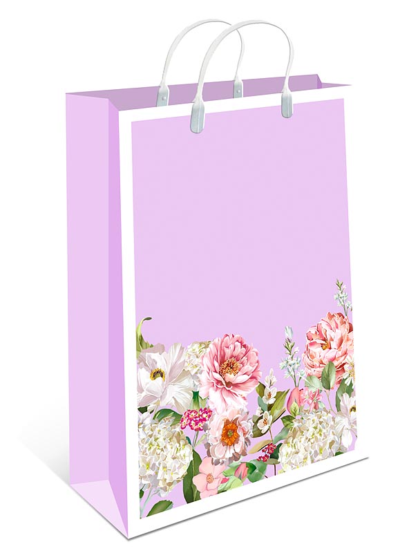 Пакет пластиковый подарочный "Нежные цветы" (БОЛЬШОЙ)