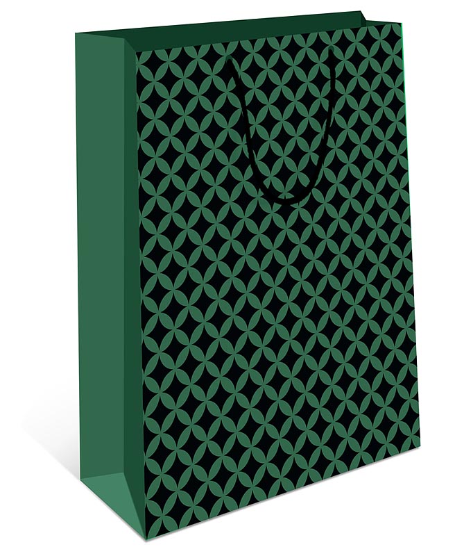 Пакет подарочный "Орнамент на зелёном" (АА)