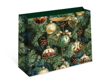 Пакет подарочный бумажный СТАНДАРТ ПЛЮС "Ёлочные шары на ветках" (ААА+)