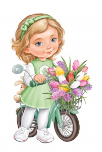 Плакат вырубной двусторонний "Девочка с велосипедом" Формат А3