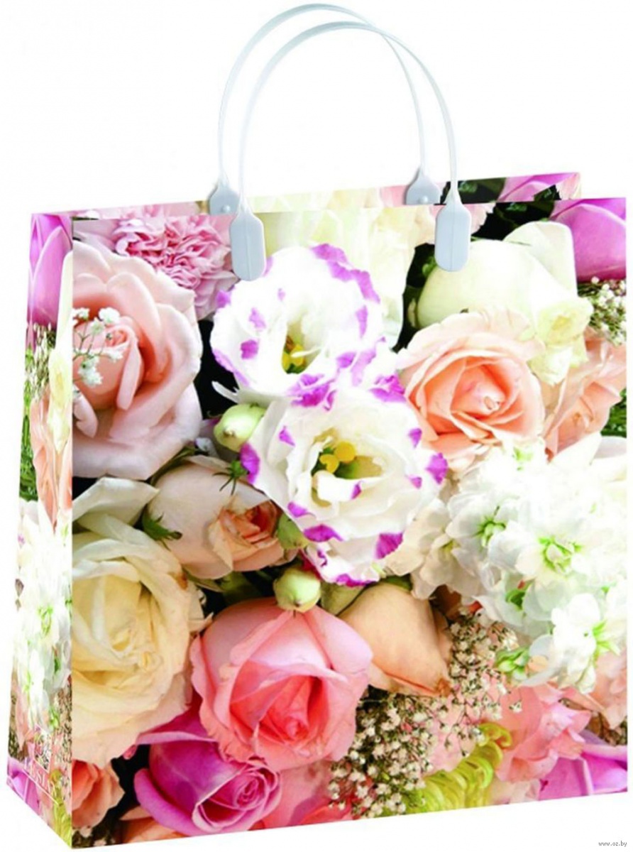 Пакет пластиковый подарочный "Нежные розы" (МАЛЫЙ)