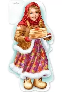 Плакат вырубной двусторонний "Девочка с блинами" Формат А3