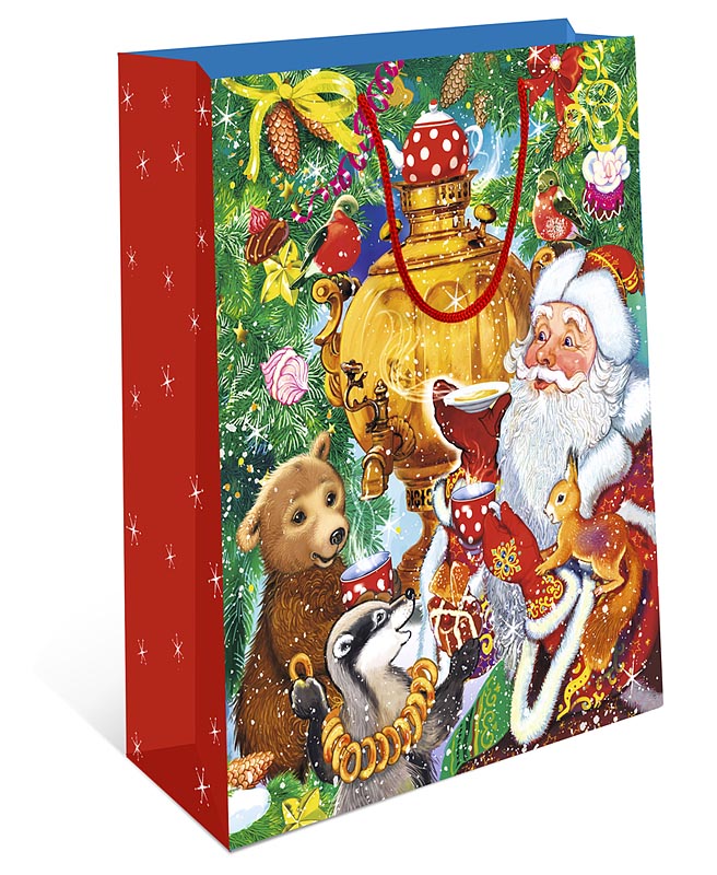 Пакет подарочный новогодний "Чаепитие с Дедом Морозом" (ВС)