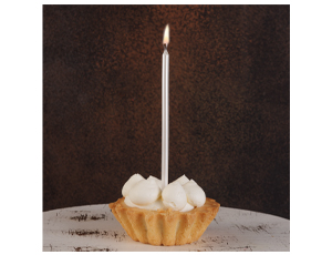 Свеча для торта с подставкой БЕЛАЯ перламутр 11 см