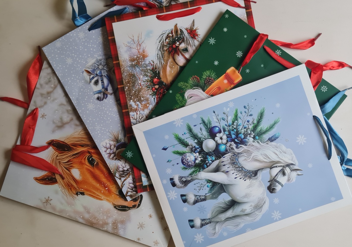 Ассортимент пакетов бумажных подарочных новогодних СТАНДАРТ ПЛЮС "Символ года  (АВ)