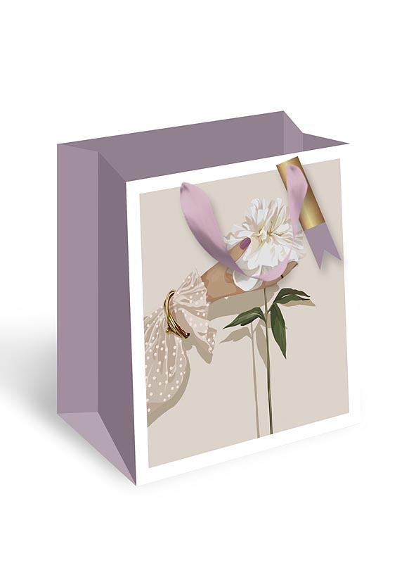 Пакет подарочный ПРЕМИУМ "Цветок в руке" (DA)