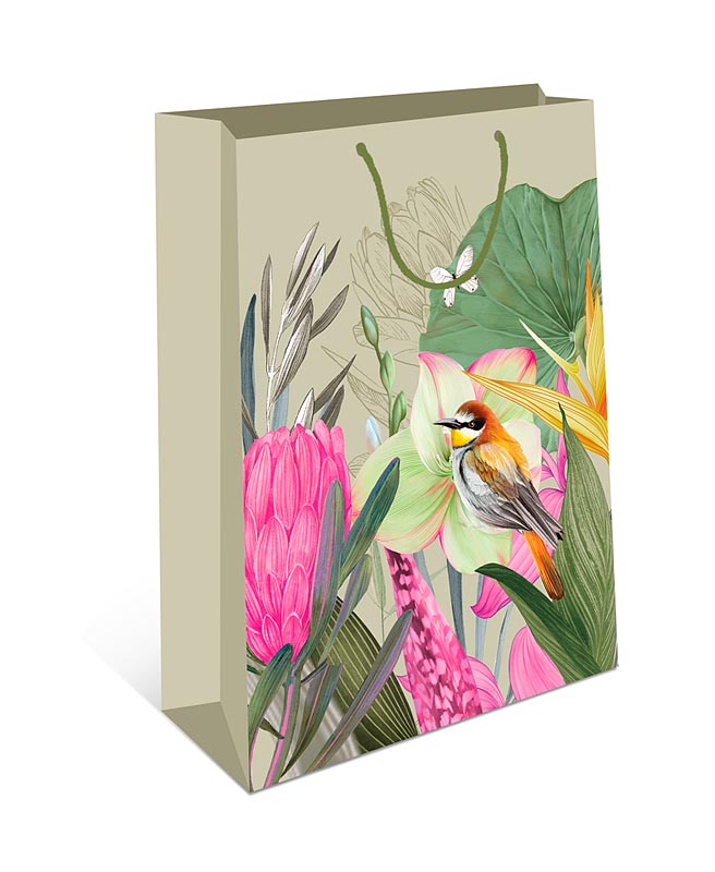Пакет подарочный "Птица на цветах" (АА)