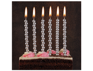 Свечи для торта с подставками Пузыри СЕРЕБРО 12 см 6 шт