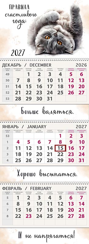 Календарь квартальный трехблочный "Правила счастливого года" (Арт и Дизайн)