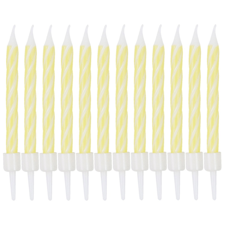 Свечи для торта с подставками Спирали ЖЁЛТЫЕ 6 см 12 шт