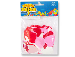 Конфетти Сердца полиэтиленовые красные/белые/розовые 35 мм 100 гр