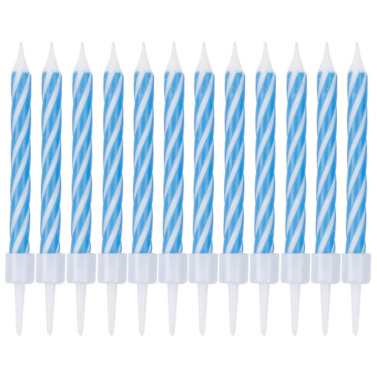 Свечи для торта с подставками Спирали СИНИЕ 6 см 12 шт