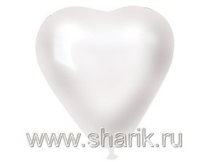 Шар латексный Сердце 5" Металлик Белое