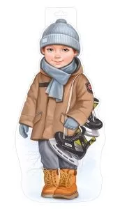 Плакат вырубной двусторонний "Мальчик с коньками" Формат А3