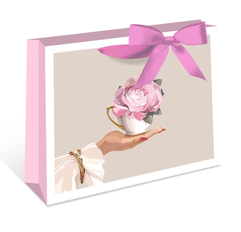 Пакет подарочный ДЕЛЮКС "Чашка с цветком"(СВ)