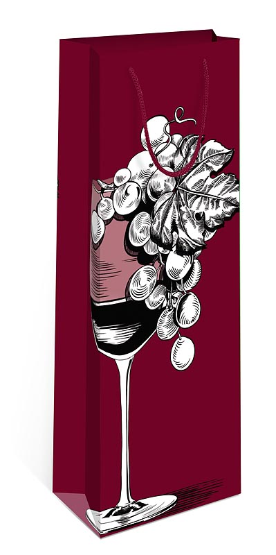 Пакет подарочный "Бокал вина с виноградом" (ST)