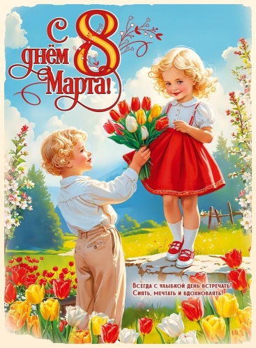 Плакат "С Днём 8 Марта! Дети" Формат А2