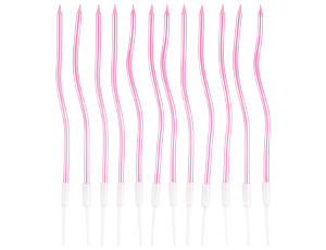 Свечи для торта с подставками Волна РОЗОВЫЕ 13 см 12 шт