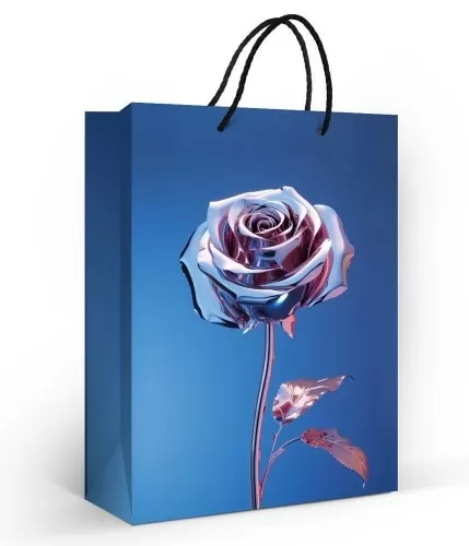Пакет подарочный матовая ламинация "Металлическая роза" (ML)