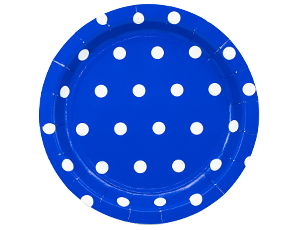 Тарелка бумажная "Горошек синяя" 17 см 6 шт