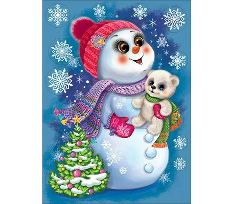 Оформительская новогодняя наклейка "Снеговик"