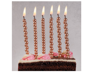 Свечи для торта с подставками Пузыри РОЗОВОЕ ЗОЛОТО 12 см 6 шт