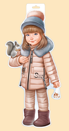 Плакат вырубной двусторонний "Девочка с белочкой" Формат А3