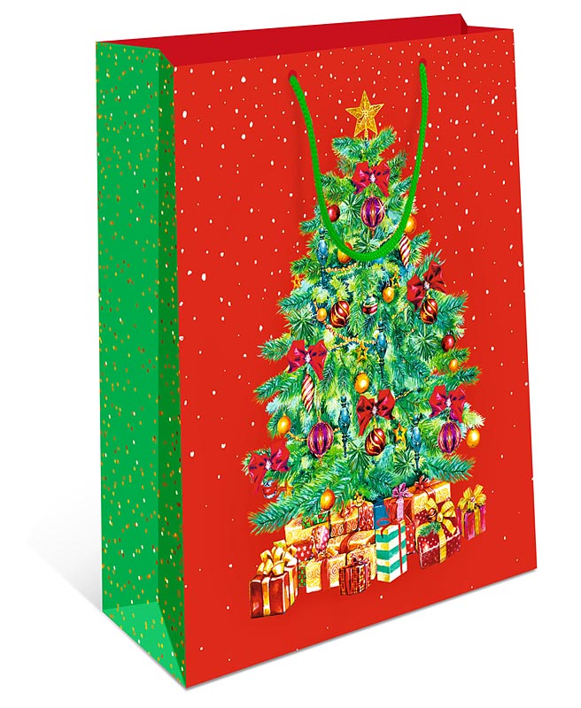 Пакет подарочный новогодний "Ёлка с подарками" (DE)