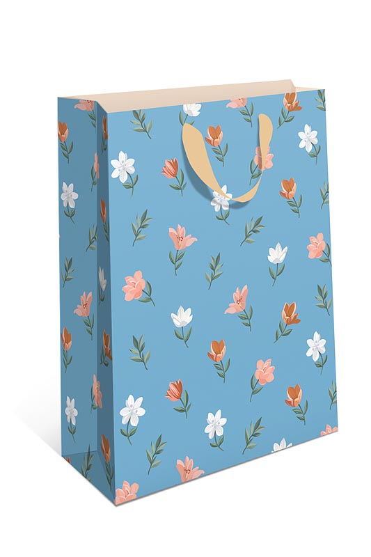 Пакет подарочный СТАНДАРТ ПЛЮС "Цветочки на голубом" (АА+)