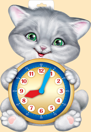 Плакат "Котик с часами" Формат А3